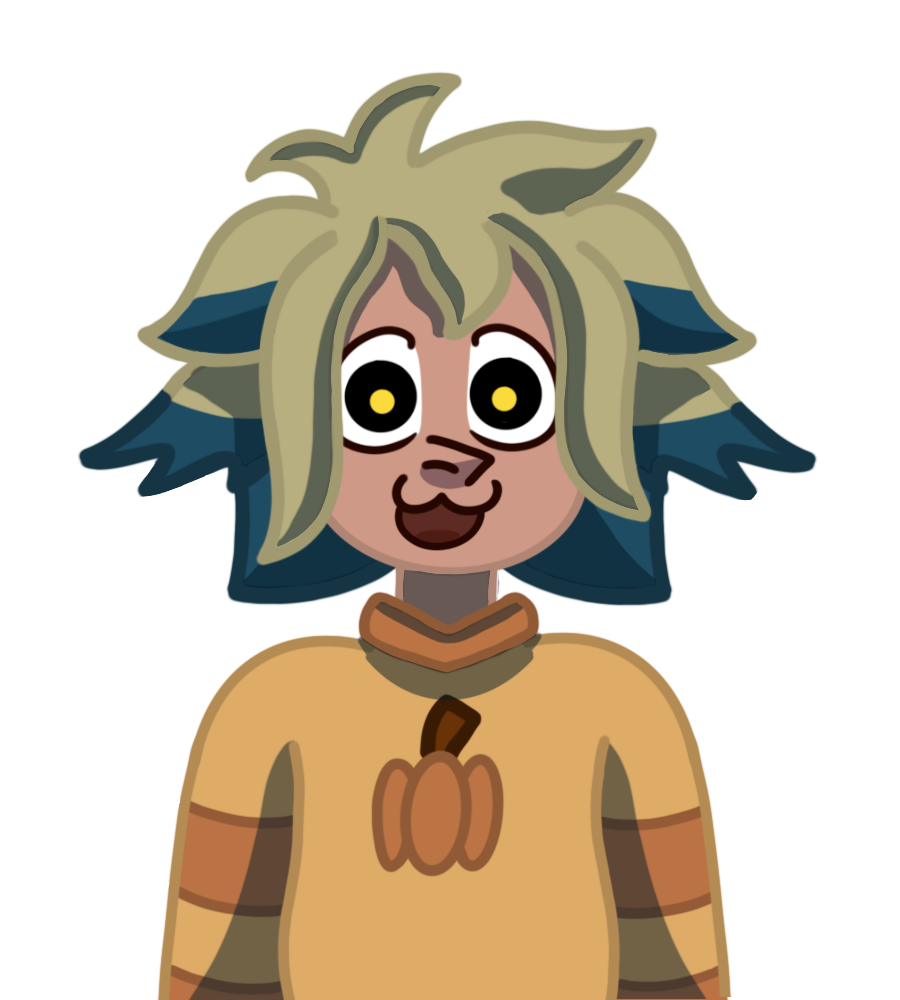 Digital art of Vee in her human form from Thanks to Them facing the camera with a open mouth.